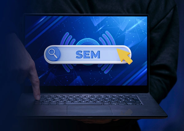 SEM Search Engine Marketing on Laptop